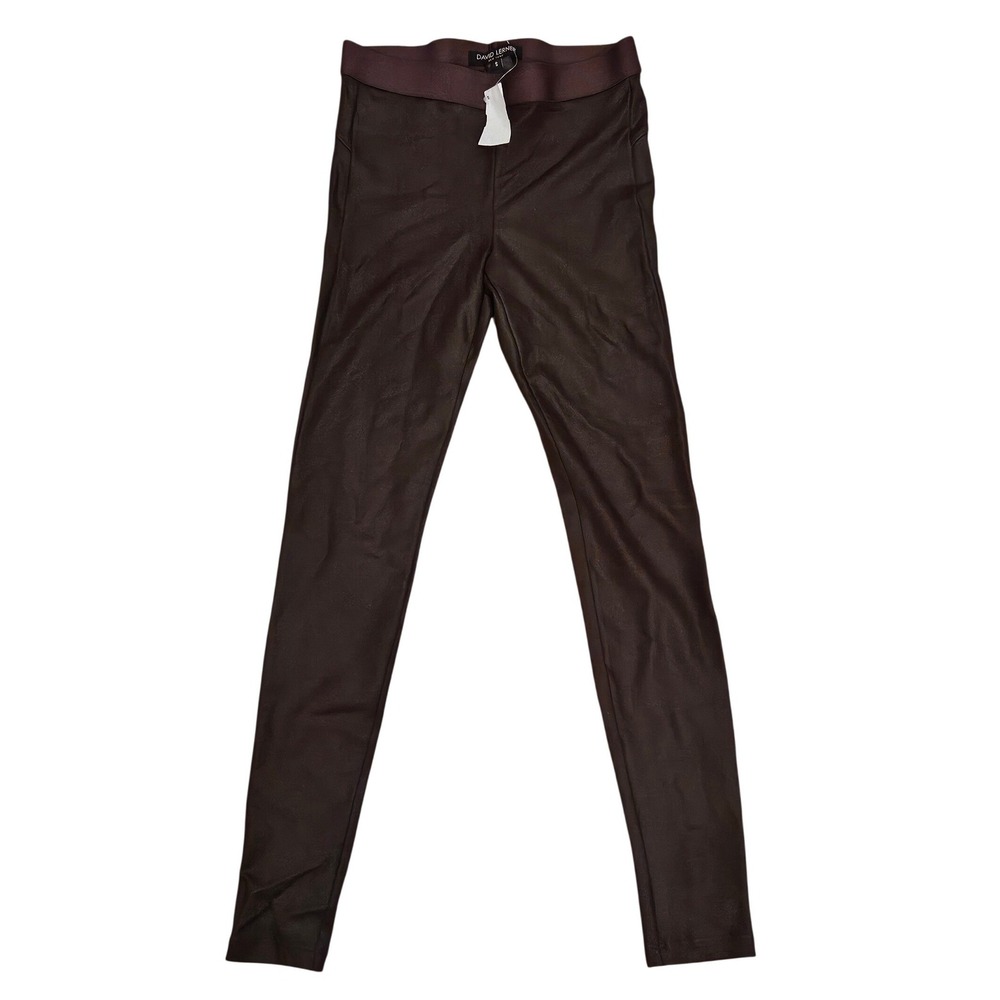 David Lerner New York Womens Burgundy Coated Faux Leather Leggings Size S Small